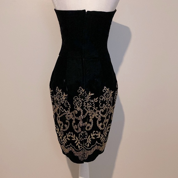 Jessica McClintock gunned sax black velvet gold glitter evening dress - Picture 10 of 11